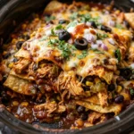 Easy Crockpot Chicken Enchilada Casserole