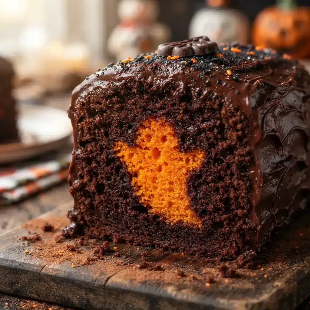Easy Halloween Hidden Shapes Chocolate Cake