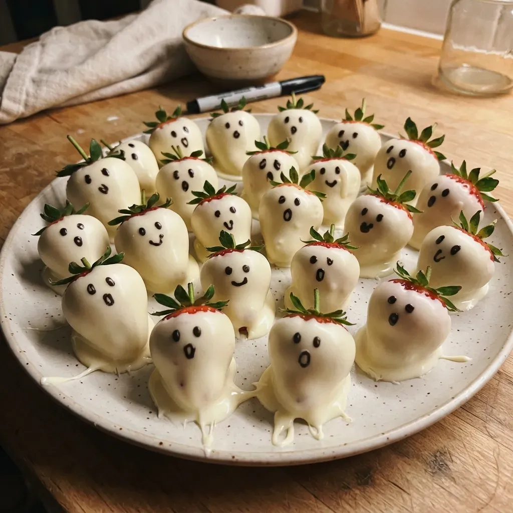 Easy White Chocolate Strawberry Ghosts 6 Easy White Chocolate Strawberry Ghosts
