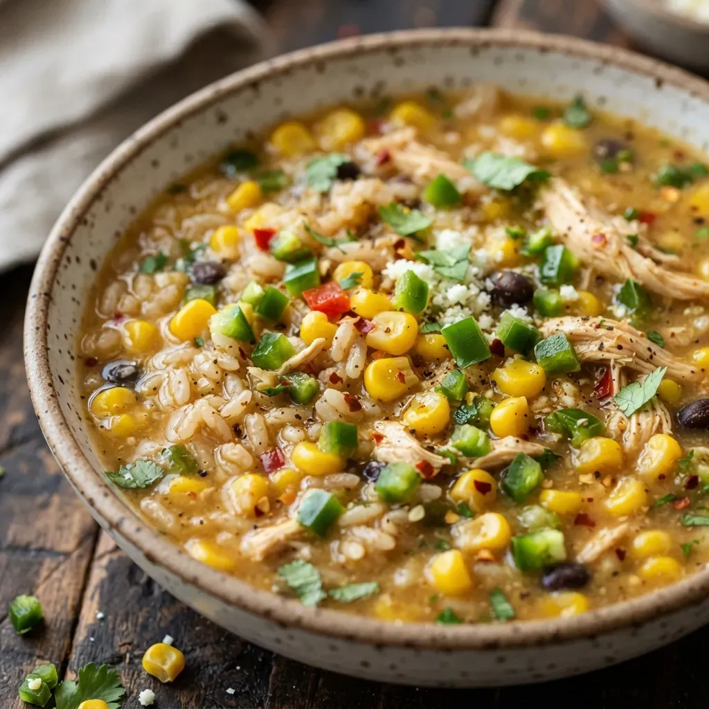 High Protein Corn and Jalapeño Brothy Rice