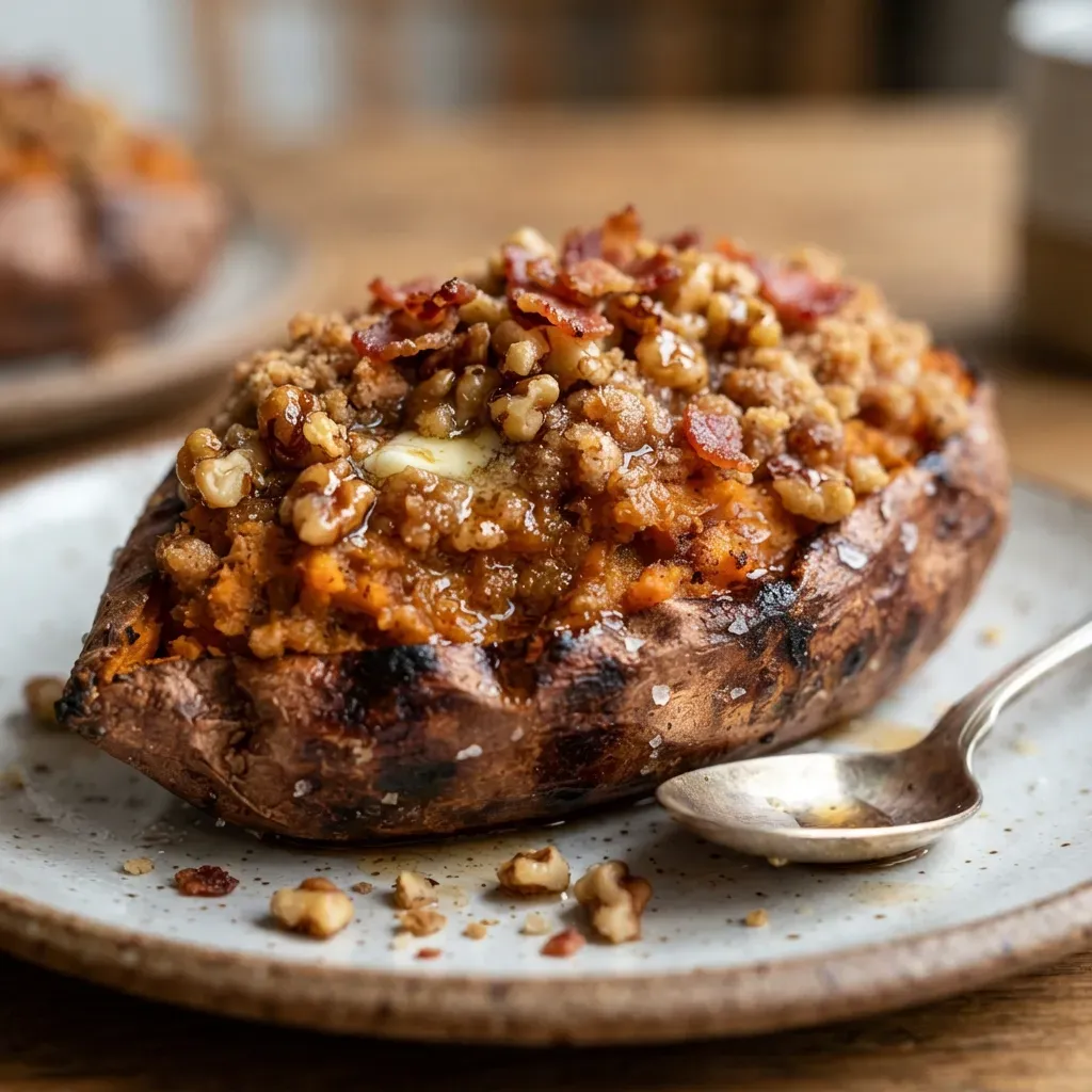 Twice-Baked Sweet Potatoes with Maple and Walnut