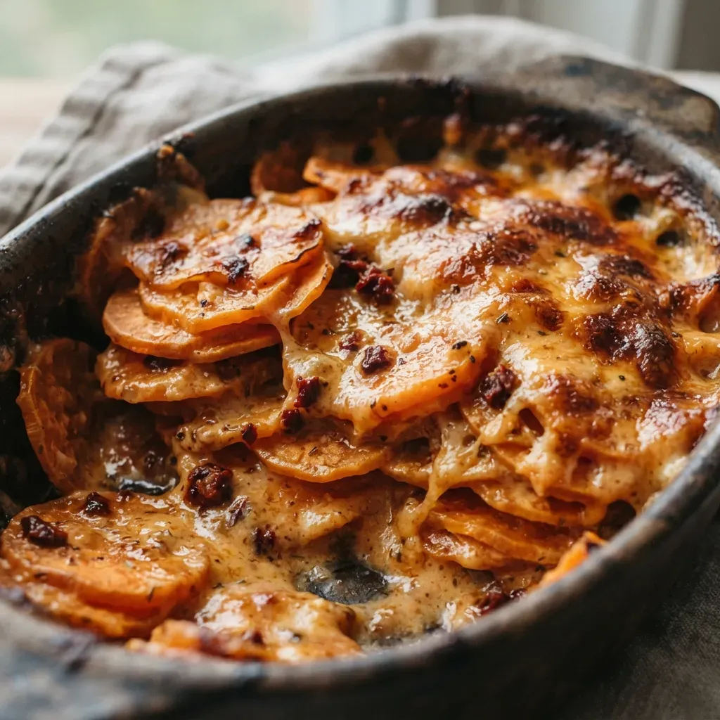 Chipotle Gouda Scalloped Sweet Potatoes