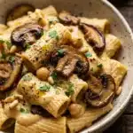 Creamy Hummus Pasta With Mushrooms