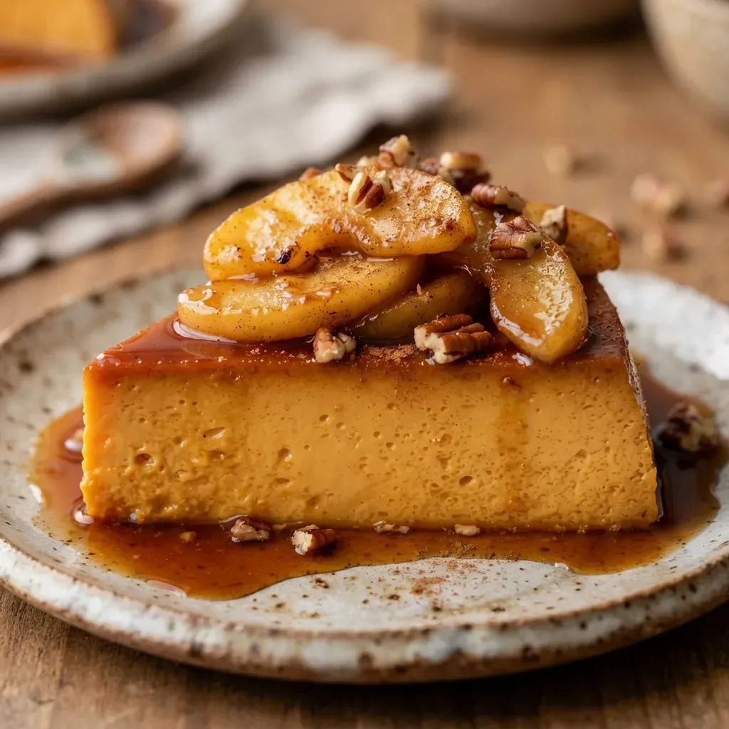 Creamy Pumpkin Flan with Caramelized Apples